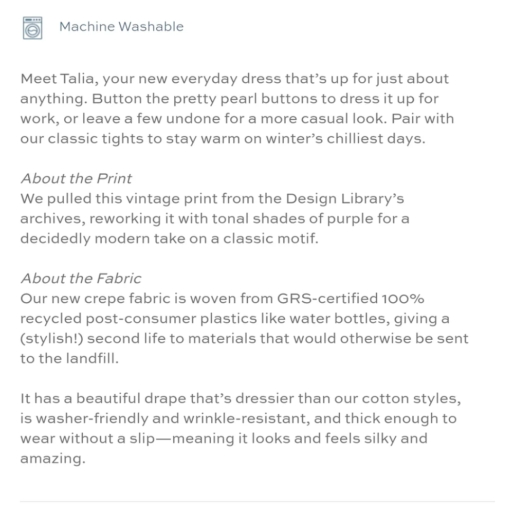 Hill House Home Talia Dress Lilac Tonal Crepe Large NWT - Picture 8 of 9